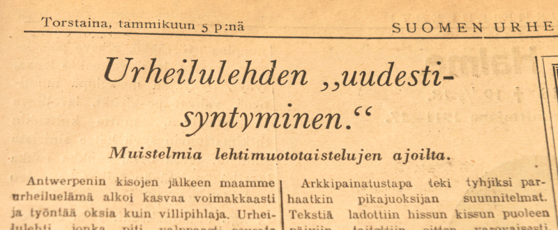 Juttu vuodelta 1928